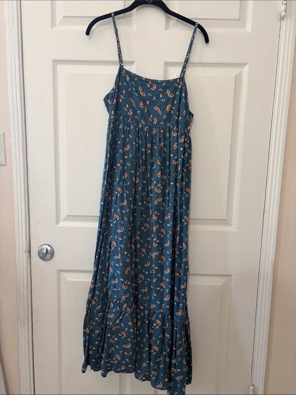 NATURAL LIFE Teal Floral Maxi Dress with Peach Accents